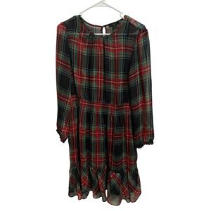 J. Crew |‎ Stewart Tartan Plaid Cinched Waist Dress Ruffle Hem Sz XL